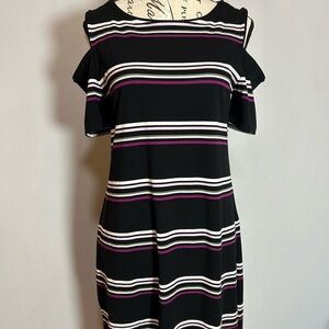 White House Black Market Black and White Shoulder Sheath Dress